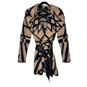 INC | Belted Sweater Cardigan | Faux Leather Trim & Belt | Size Large